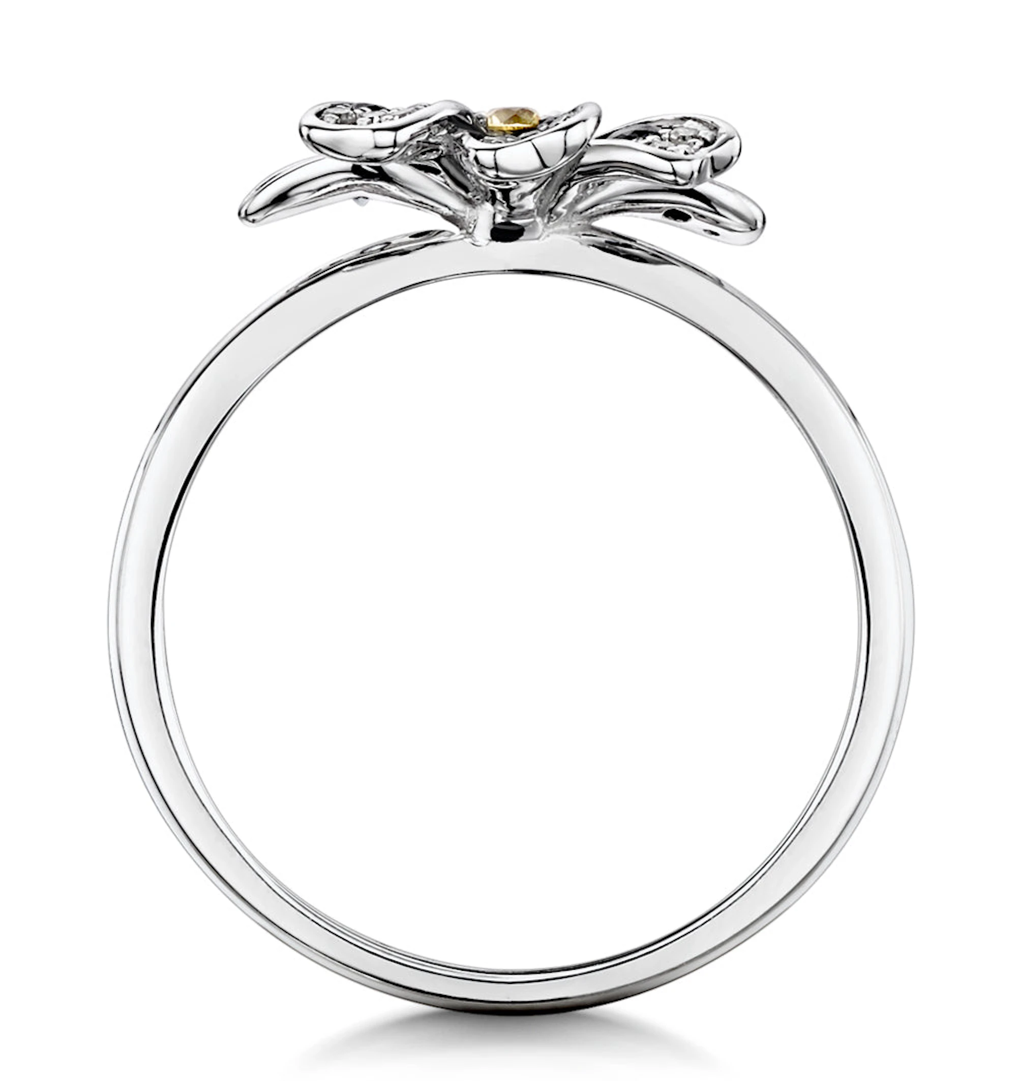 Blue Sapphire Yellow Sapphire and Diamond Stellato Ring 9K White Gold