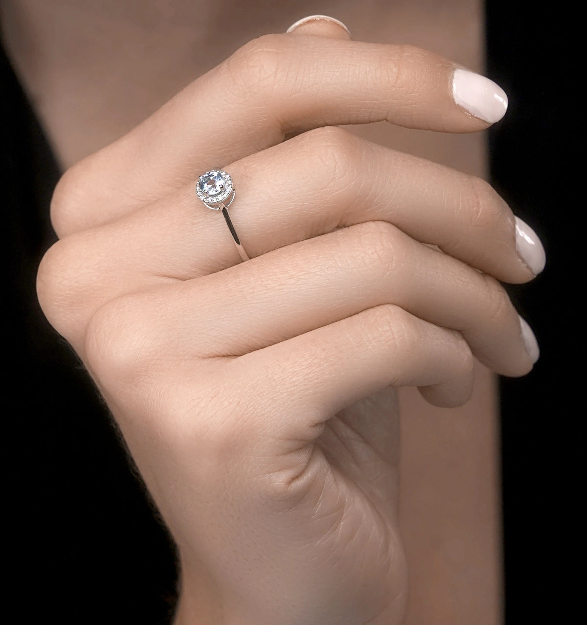 0.37ct Aquamarine and Diamond Stellato Ring in 9K White Gold