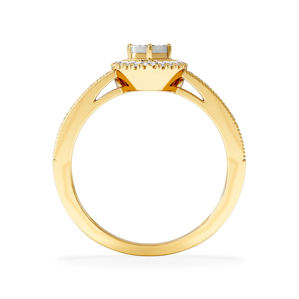 Masami Pear Shaped Pave Lab Diamond Engagement Ring 0.15ct 18K Gold Vermeil