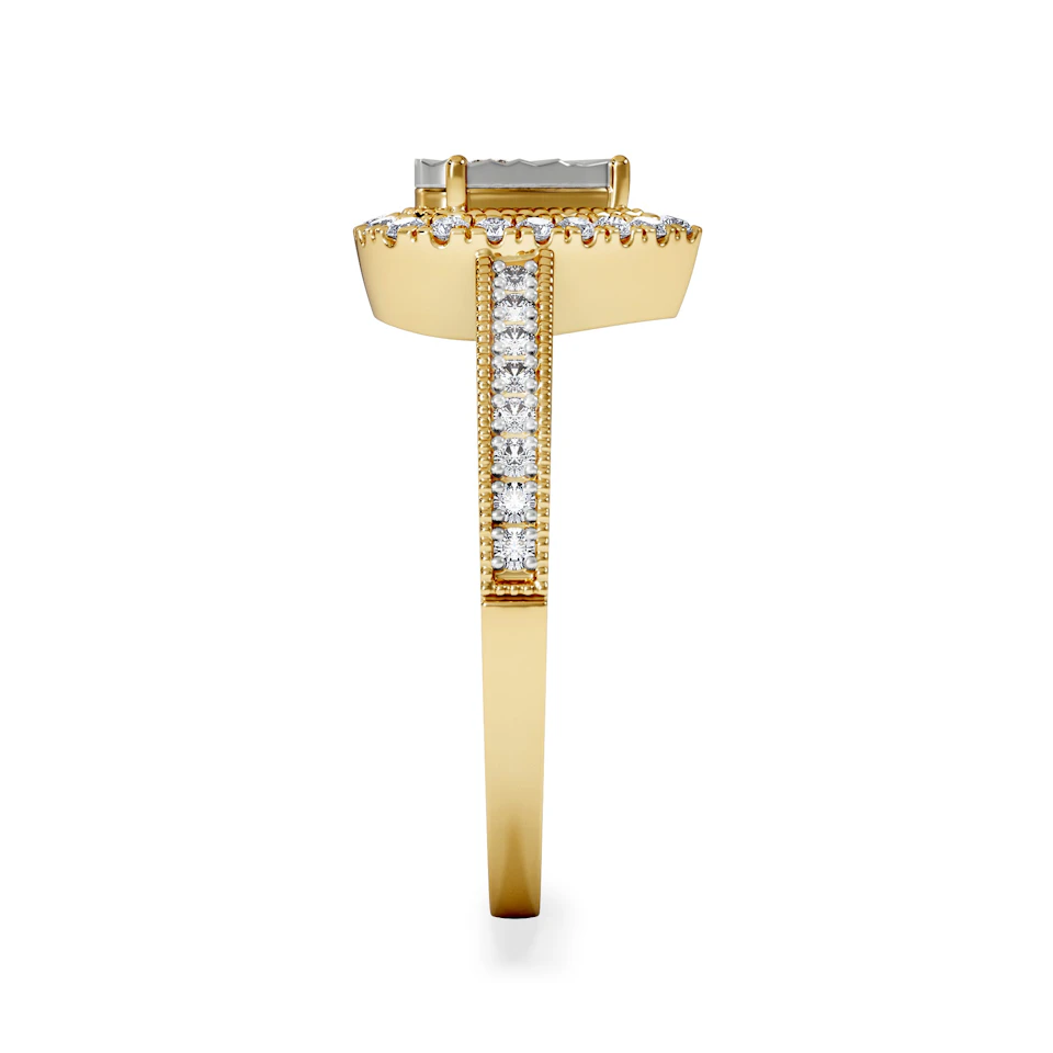Masami Pear Shaped Pave Lab Diamond Engagement Ring 0.15ct 18K Gold Vermeil