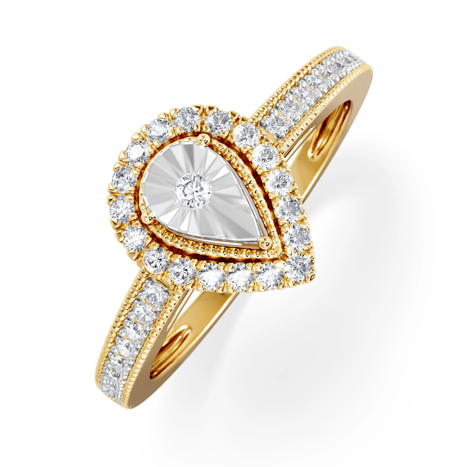 Masami Lab Diamond Pear Halo Ring, Necklace & Earrings Set in 18K Gold Vermeil