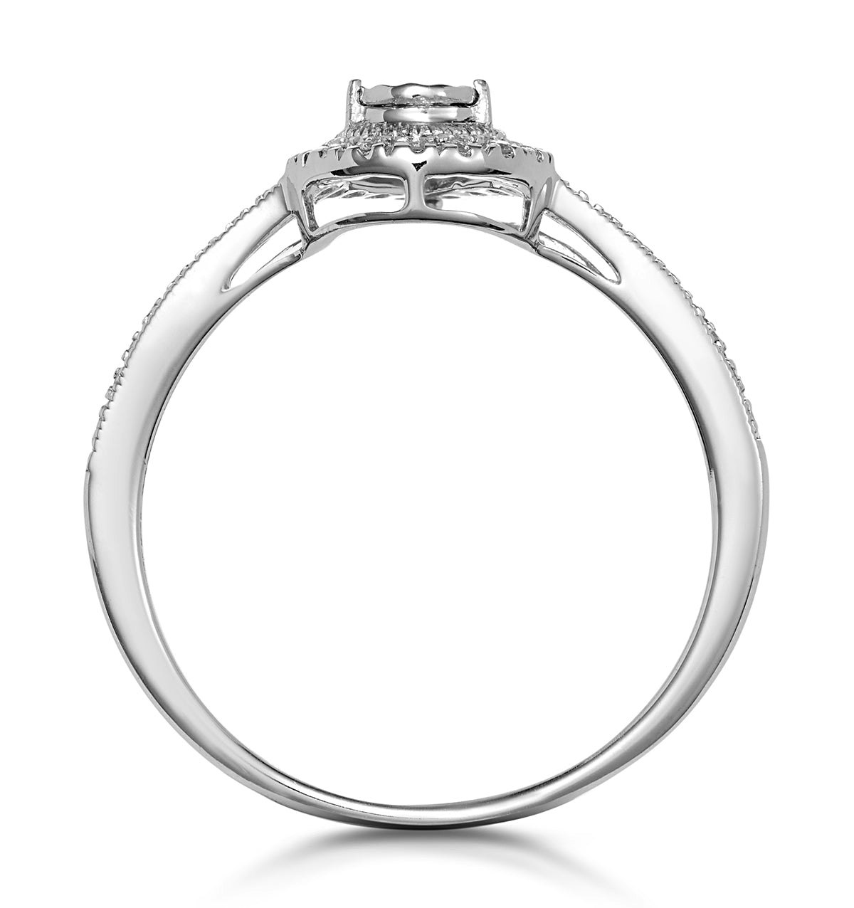 Masami Pear Shaped Pave Diamond Engagement Ring 0.15ct 9K White Gold