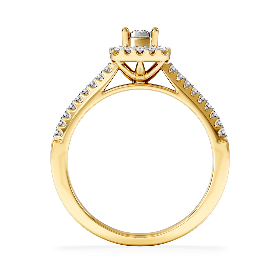 Masami Diamond Halo Engagement Ring 0.25ct Pave Set in 9K Yellow Gold