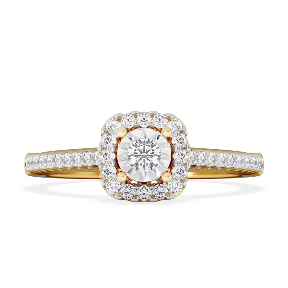 Masami Lab Diamond Halo Engagement Ring 0.25ct Pave Set in 18K Gold Vermeil
