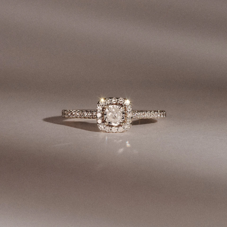 Masami Lab Diamond Halo Engagement Ring 0.25ct Pave Set in 18K Gold Vermeil