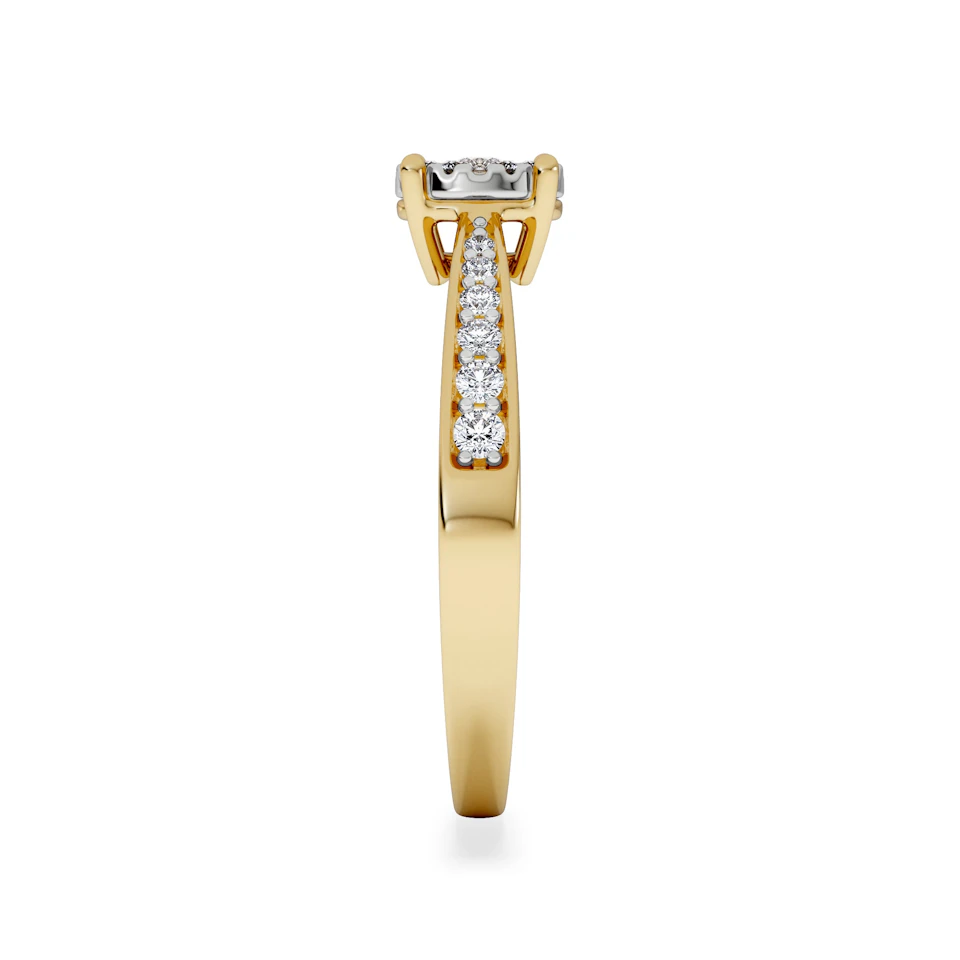 Masami Diamond Engagement Ring 0.20ct Pave Set in 9K Yellow Gold