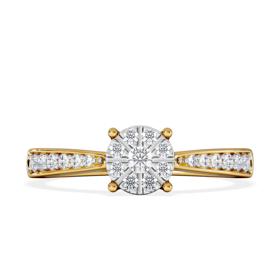 Masami Diamond Engagement Ring 0.20ct Pave Set in 9K Yellow Gold