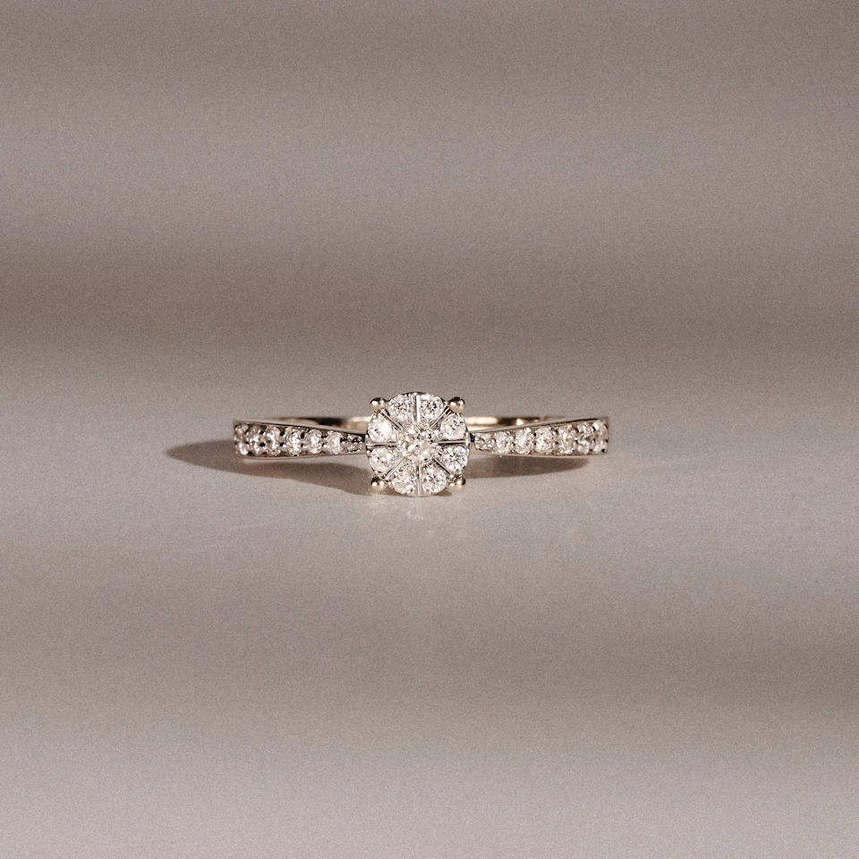 Masami Lab Diamond Engagement Ring 0.20ct Pave Set in 18K Gold Vermeil