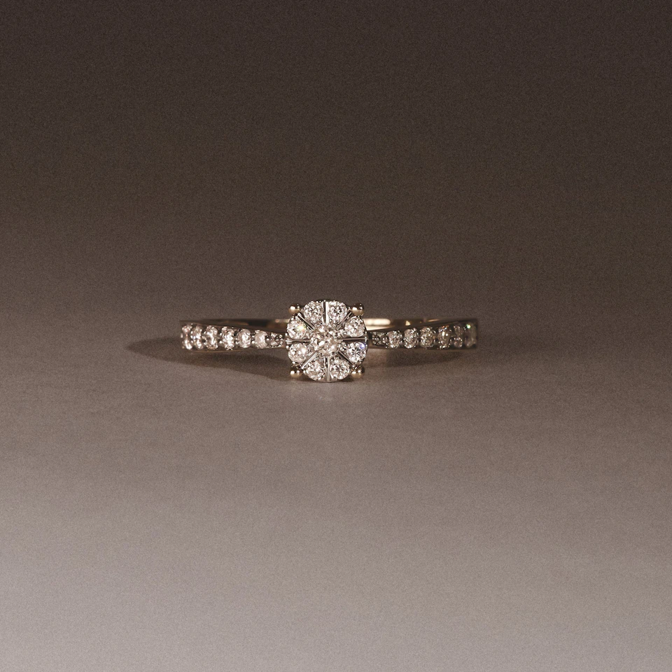 Masami Diamond Engagement Ring 0.20ct Pave Set in 9K Yellow Gold