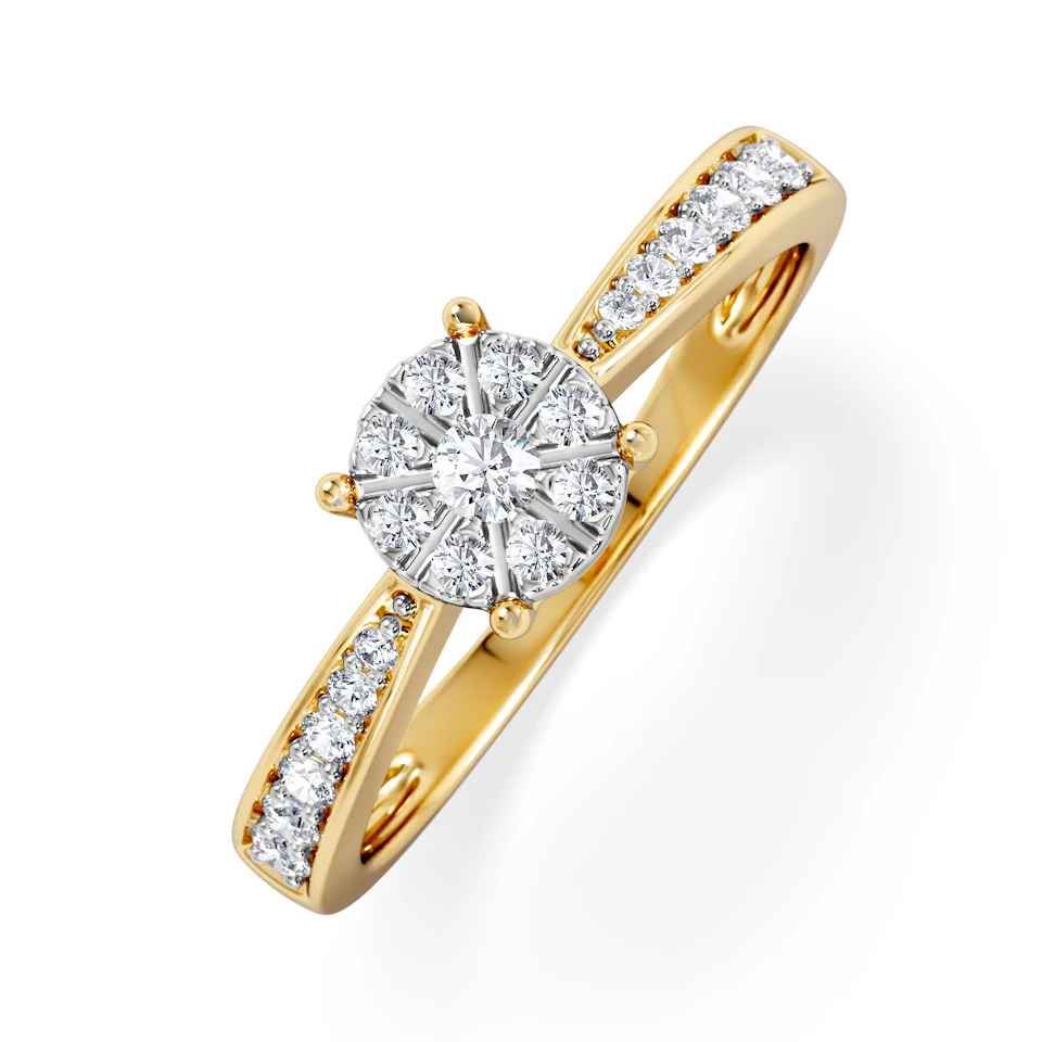 Masami Diamond Engagement Ring 0.20ct Pave Set in 9K Yellow Gold