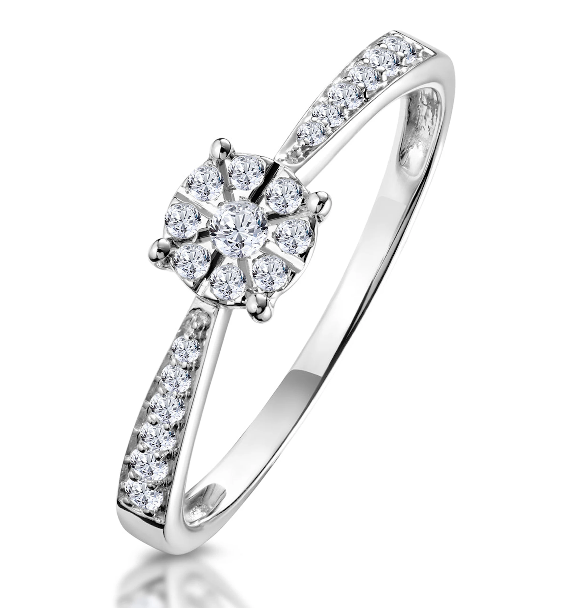 Masami Diamond Engagement Ring 0.20ct Pave Set in 9K White Gold