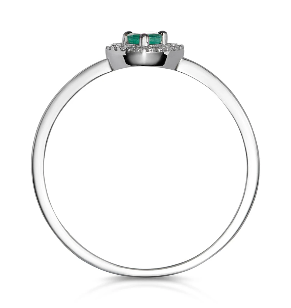 Emerald and Diamond Stellato Heart Ring in 9K White Gold