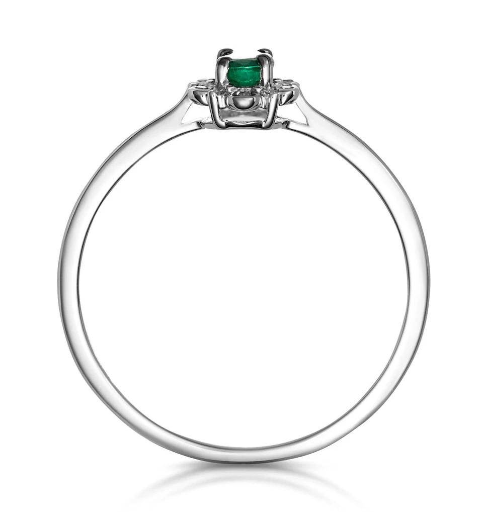 Emerald and Diamond Stellato Cluster Ring in 9K White Gold