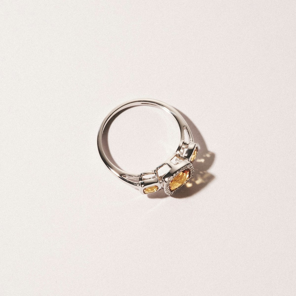Halo 1.26ct Citrine and Diamond Stellato Ring in 9K White Gold