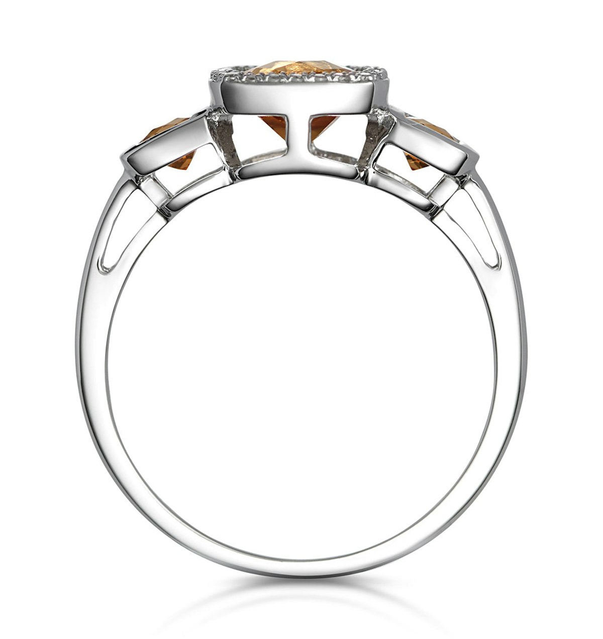 Halo 1.26ct Citrine and Diamond Stellato Ring in 9K White Gold