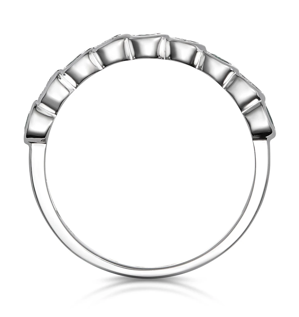 Stellato Emerald and Diamond Eternity Ring in 9K White Gold - SIZE I
