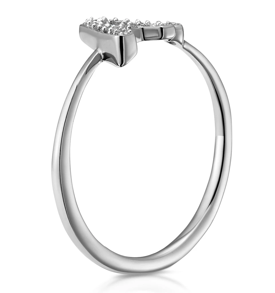 Diamond Initial 'A' Ring 0.07ct set in 9K White Gold