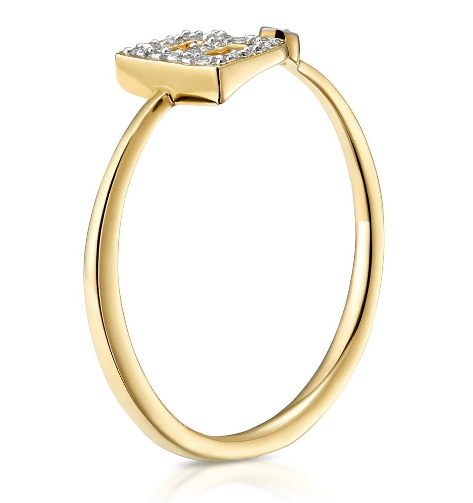 Diamond Initial 'B' Ring 0.07ct set in 9K Gold