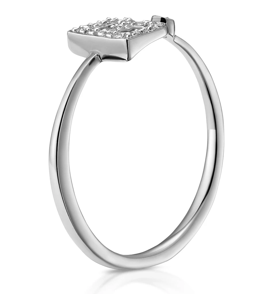 Diamond Initial 'B' Ring 0.07ct set in 9K White Gold