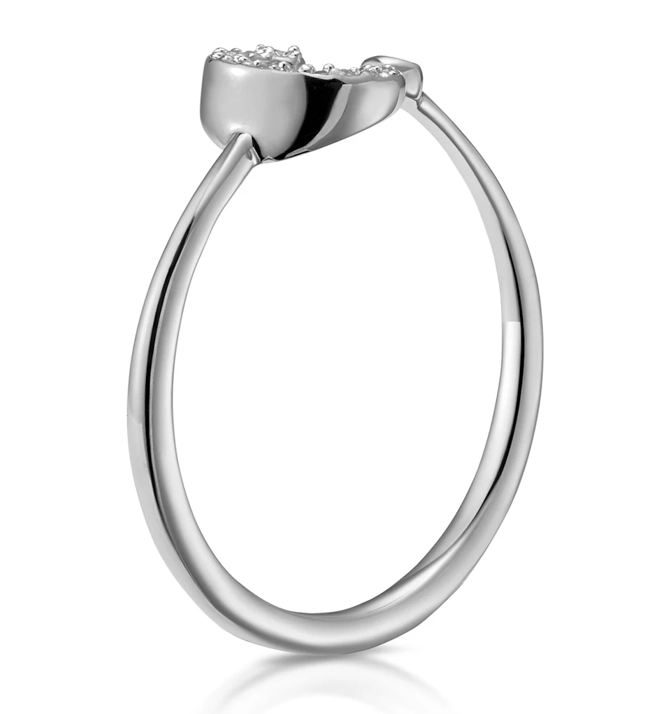 Lab Diamond Initial 'C' Ring 0.07ct Set in 925 Silver SIZES I J K L M N O P Q R S