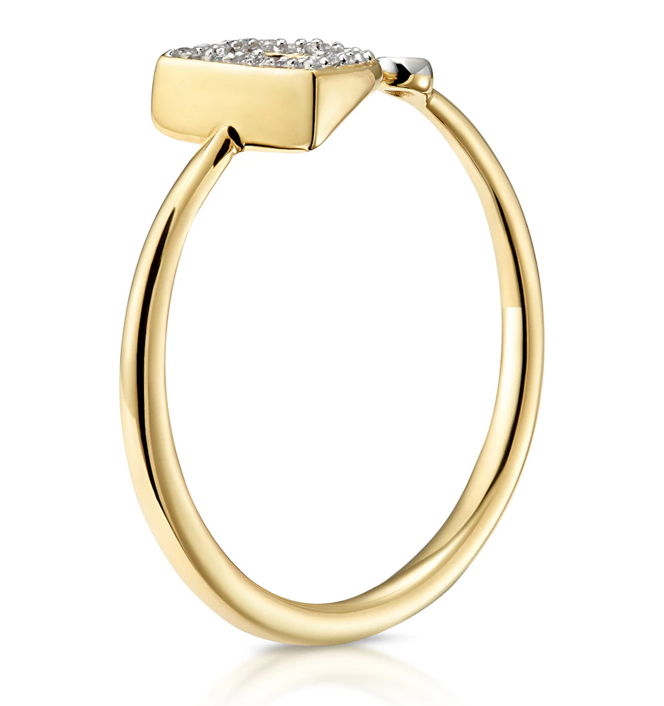 Diamond Initial 'D' Ring 0.07ct set in 9K Gold