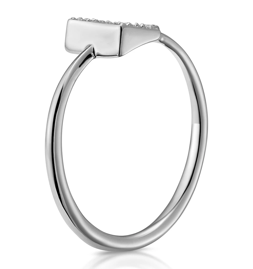 Lab Diamond Initial 'E' Ring 0.07ct Set in 925 Silver SIZE H J K M O P