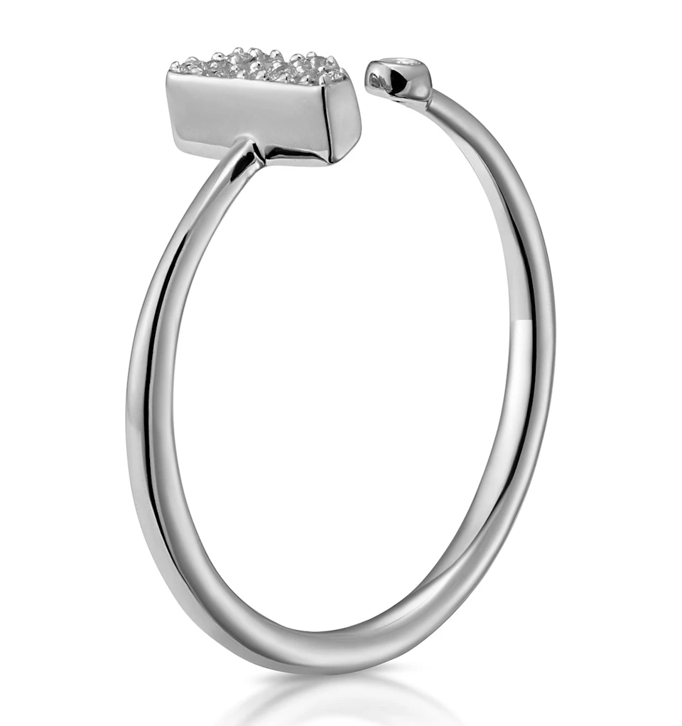 Lab Diamond Initial 'F' Ring 0.07ct Set in 925 Silver SIZES J K L M N O P Q