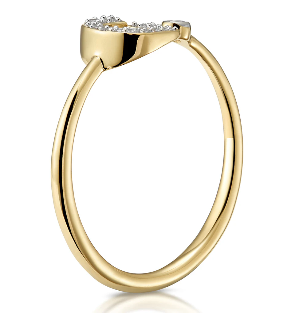 Diamond Initial 'G' Ring 0.07ct set in 9K Gold
