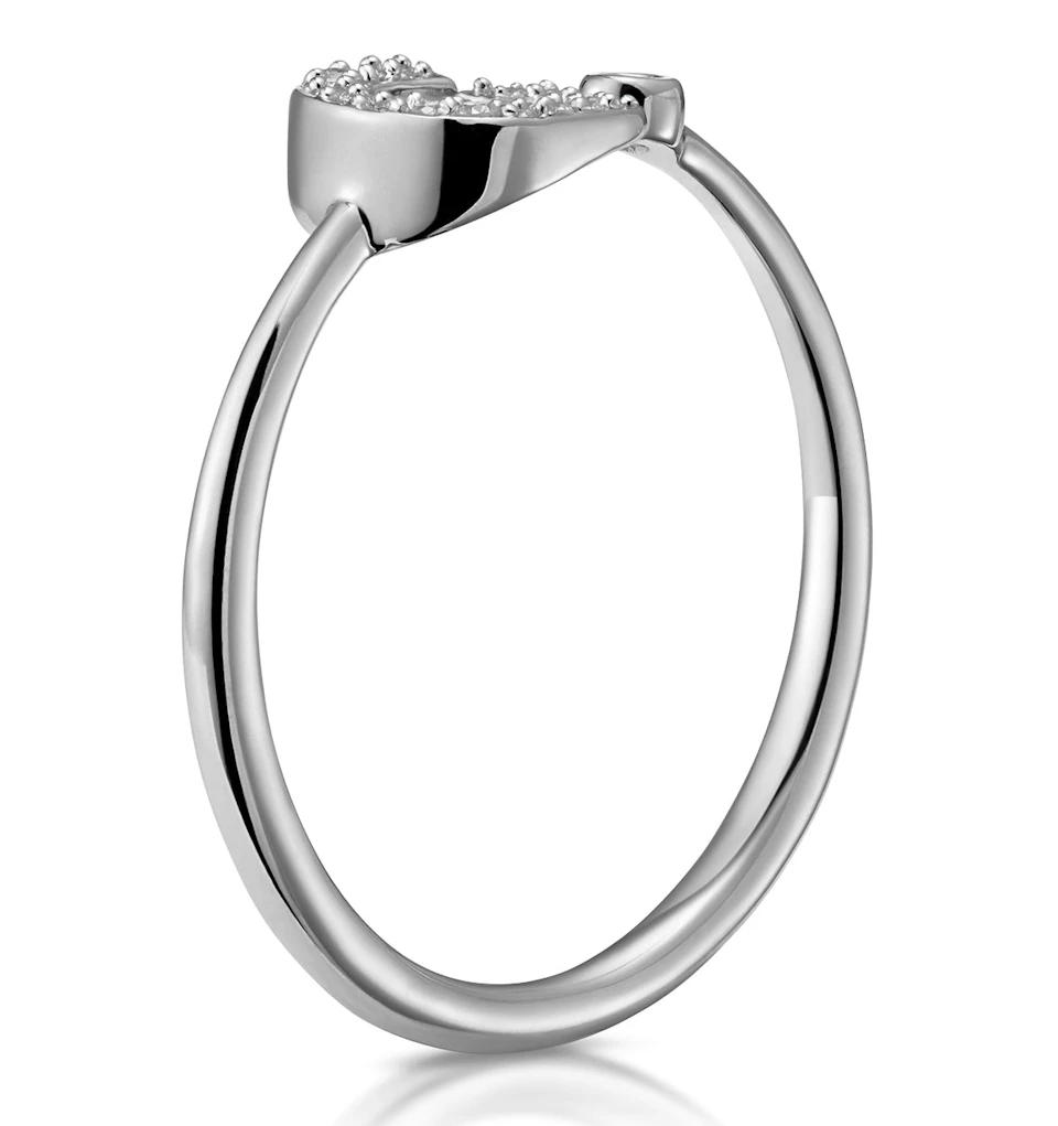 Lab Diamond Initial 'G' Ring 0.07ct Set in 925 Silver SIZE P
