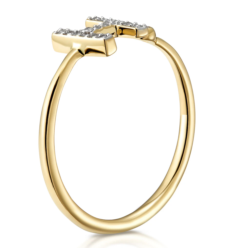 Diamond Initial 'H' Ring 0.07ct set in 9K Gold