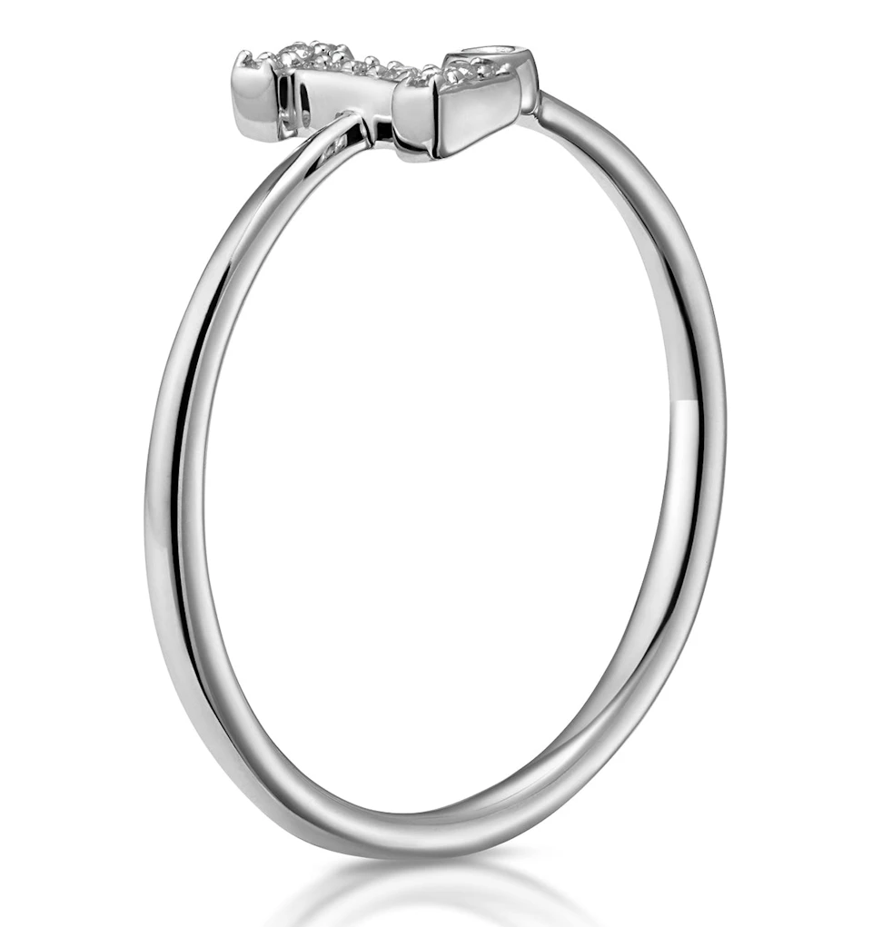 Lab Diamond Initial 'I' Ring 0.07ct Set in 925 Silver SIZES J K L M N O P Q R