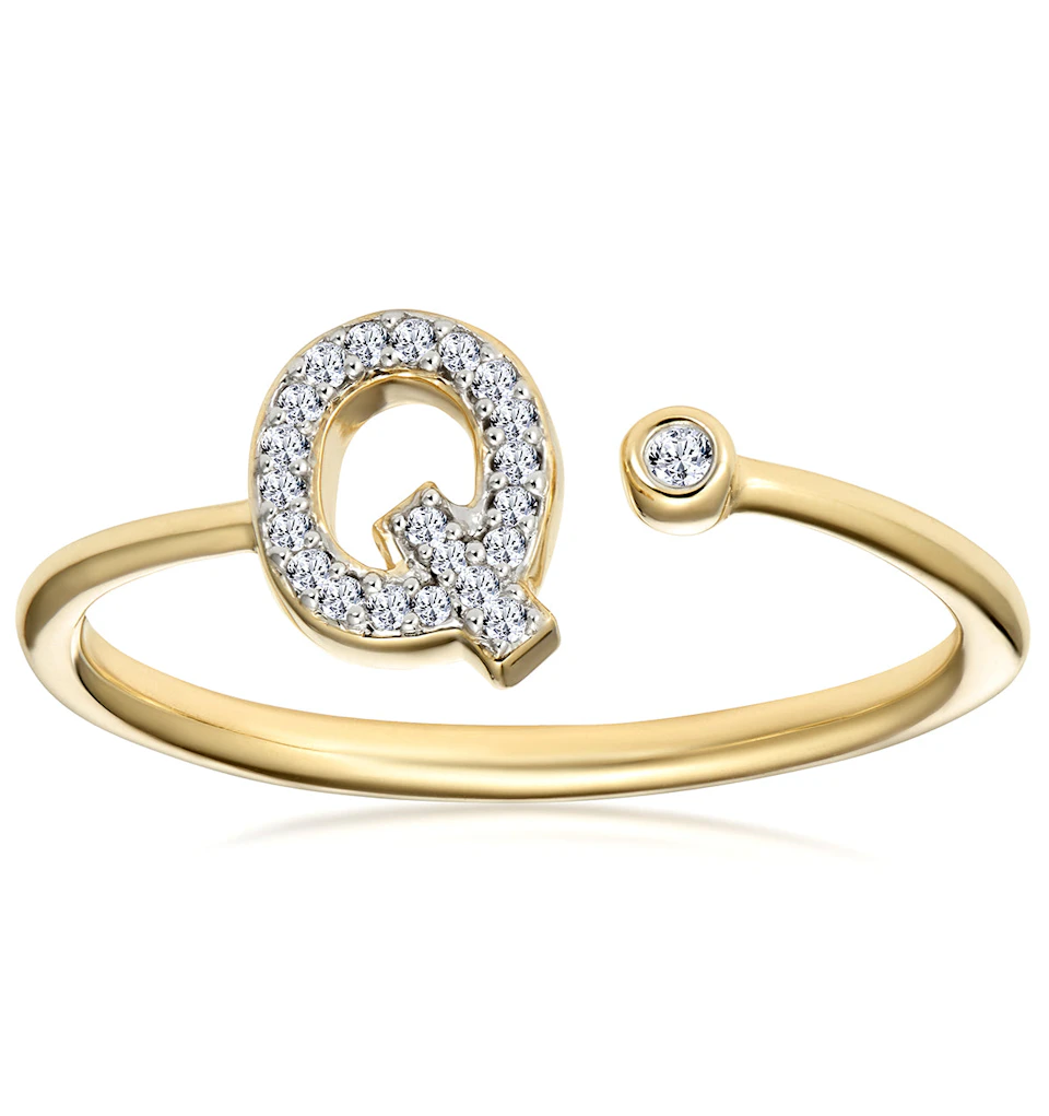 Diamond Initial 'Q' Ring 0.07ct set in 9K Gold