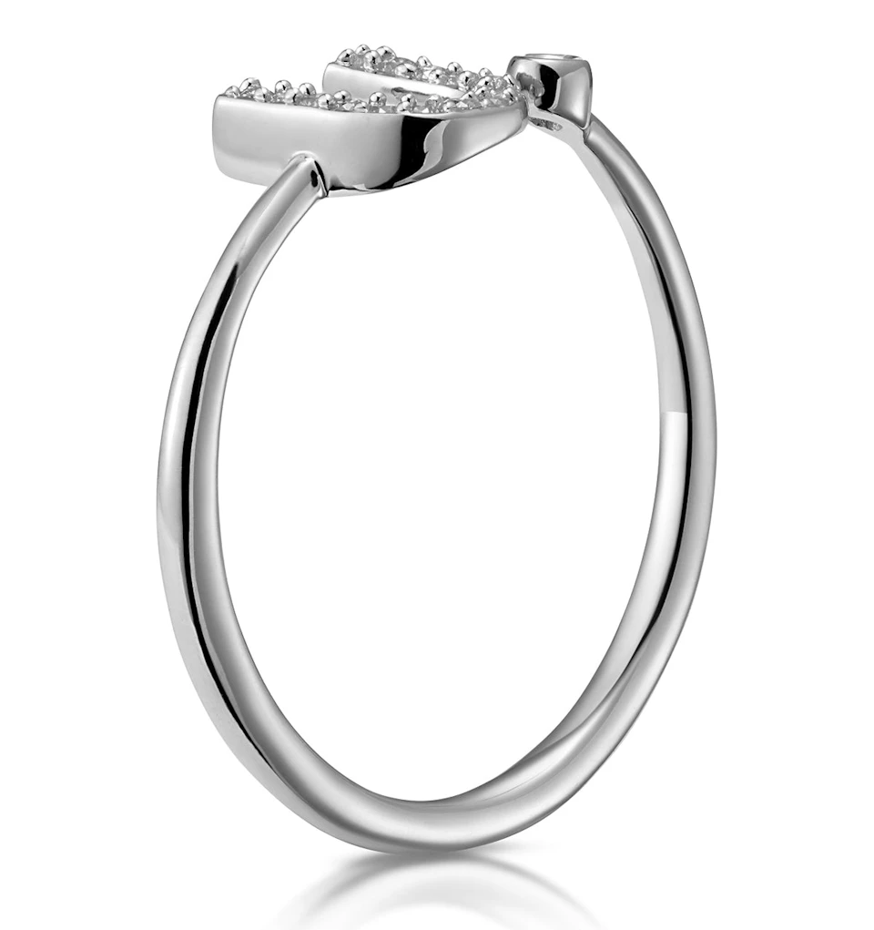 Lab Diamond Initial 'U' Ring 0.07ct Set in 925 Silver L M P