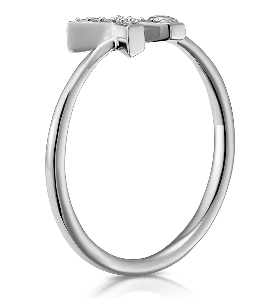 Lab Diamond Initial 'X' Ring 0.07ct Set in 925 Silver SIZES L N