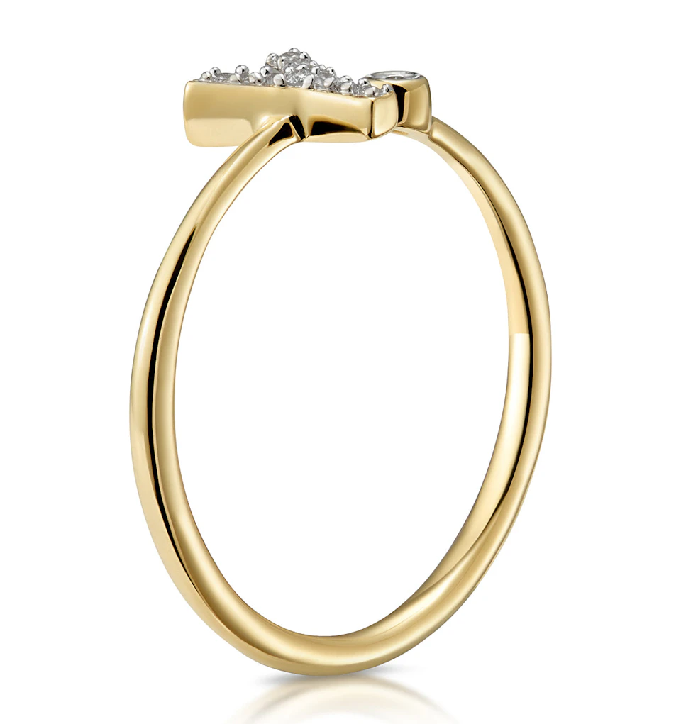 Diamond Initial 'Y' Ring 0.07ct set in 9K Gold