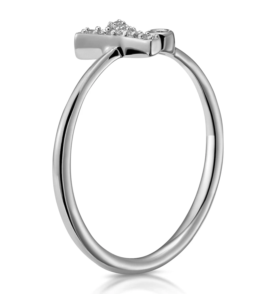 Lab Diamond Initial 'Y' Ring 0.07ct Set in 925 Silver SIZES K M O P Q