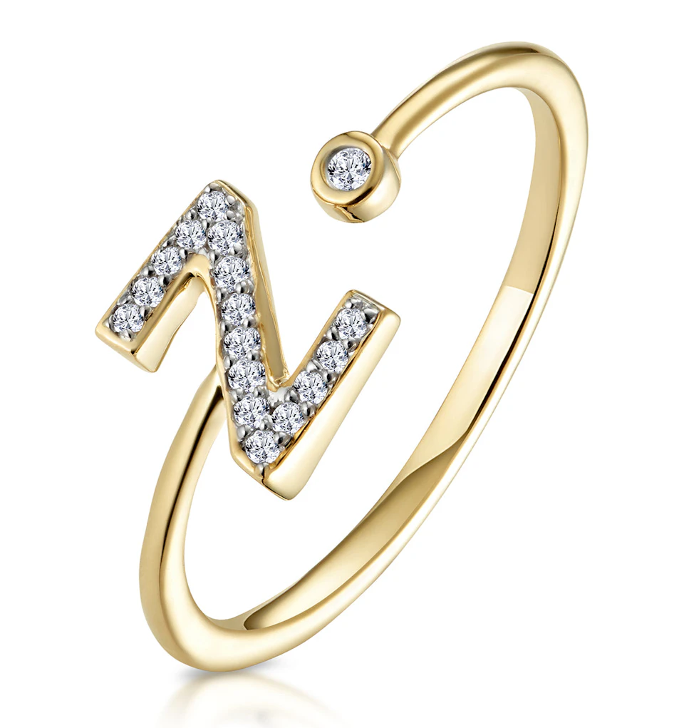 Diamond Initial 'Z' Ring 0.07ct set in 9K Gold