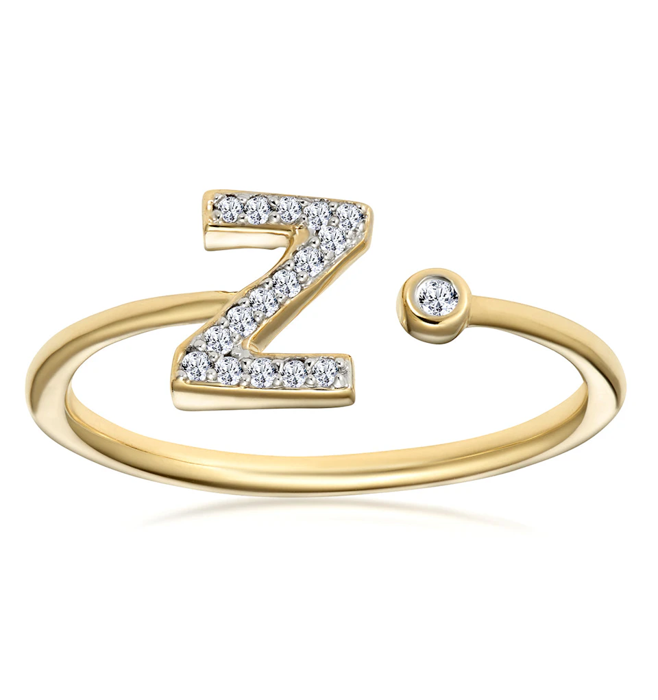 Diamond Initial 'Z' Ring 0.07ct set in 9K Gold
