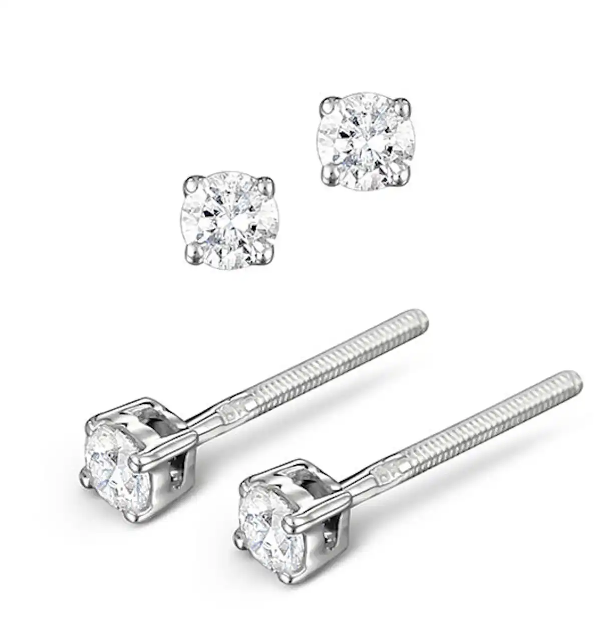Diamond Earrings 0.20CT Studs G/Vs Quality in 18K White Gold - 3mm