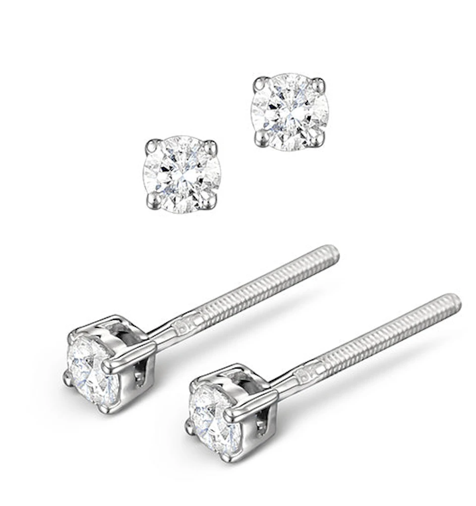 Diamond Earrings 0.20CT Studs H/SI Quality in 18K White Gold - 3mm