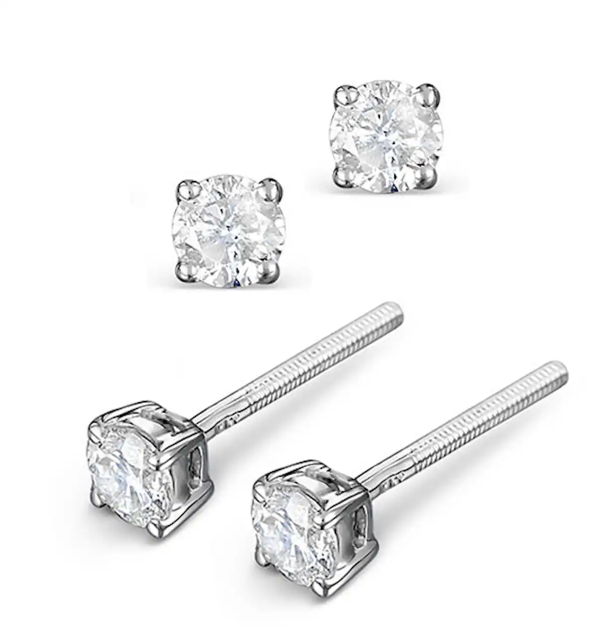 Diamond Earrings 0.30CT Studss Premium Quality in 18K White Gold 3.4mm