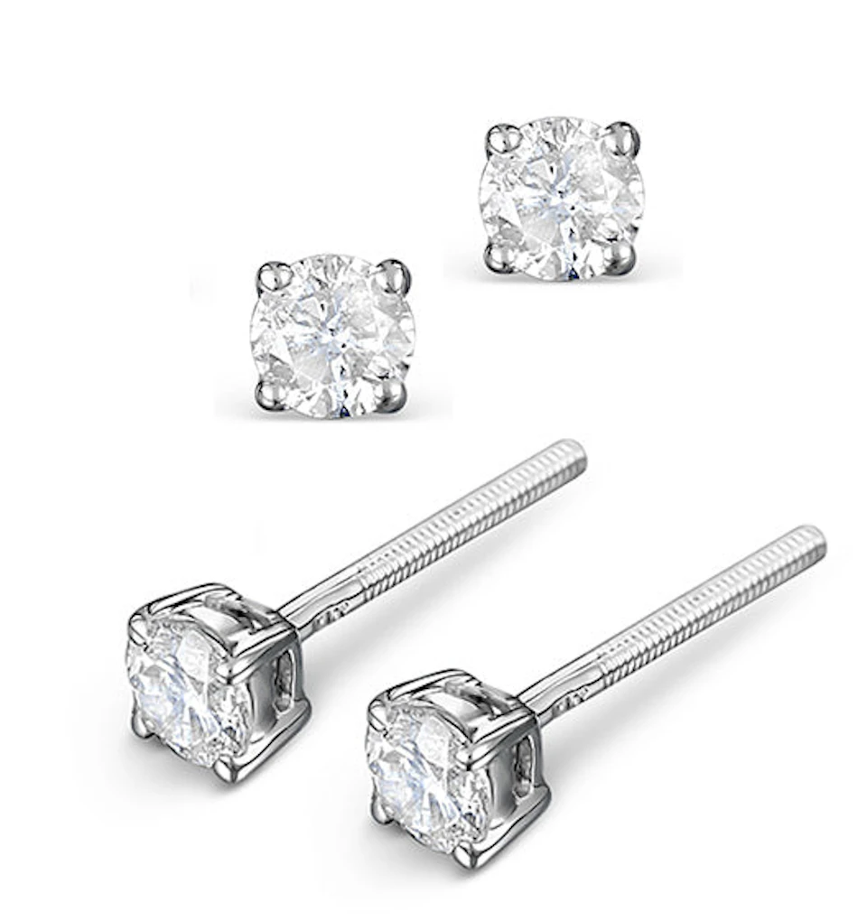 Diamond Earrings 0.30CT Studs H/SI Quality in Platinum - 3.4mm