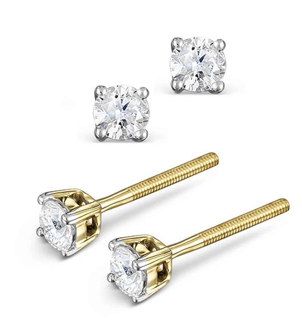 Diamond Stud Earrings 3.4mm 18K Gold - 0.30CT - F-G/VS