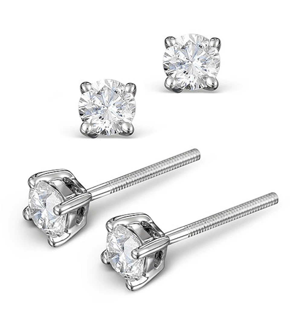 Diamond Earrings 0.40CT Studs H/SI Quality in 18K White Gold - 3.8mm