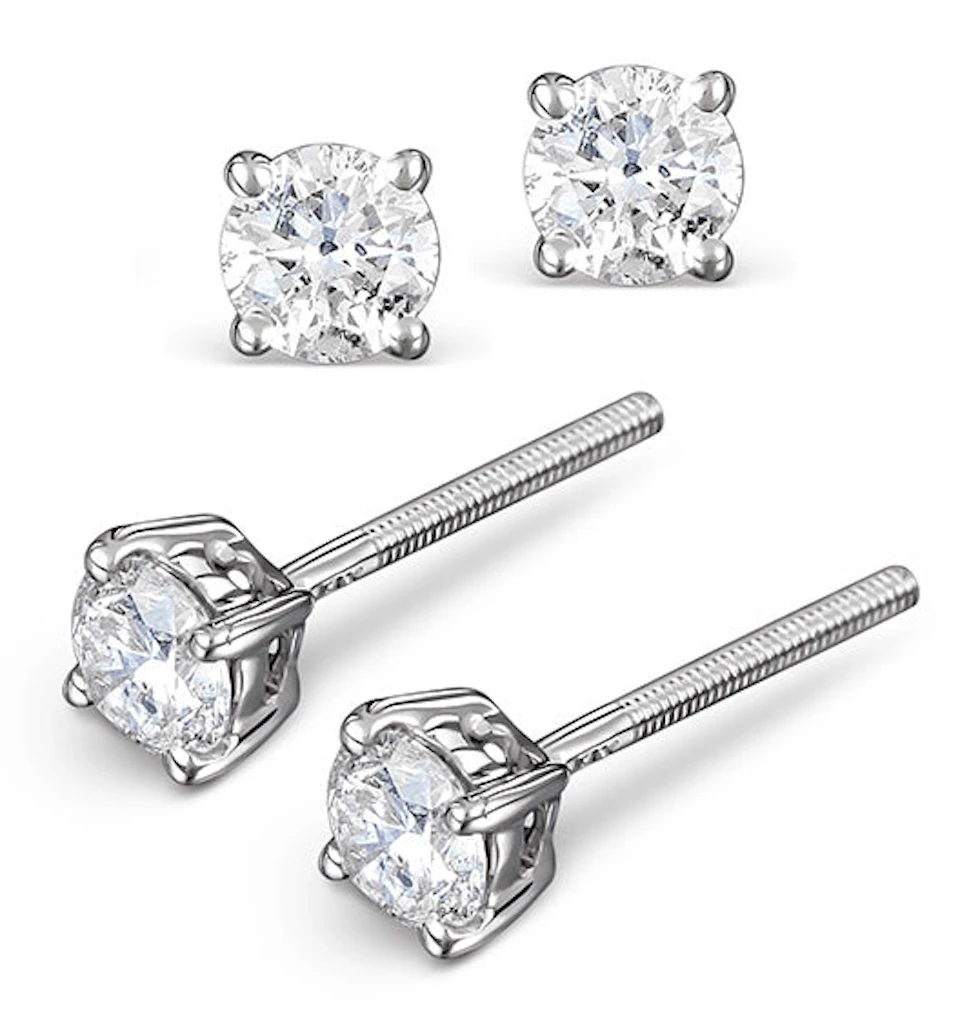 Diamond Earrings 0.50CT Studs H/SI Quality in 18K White Gold - 4.1mm