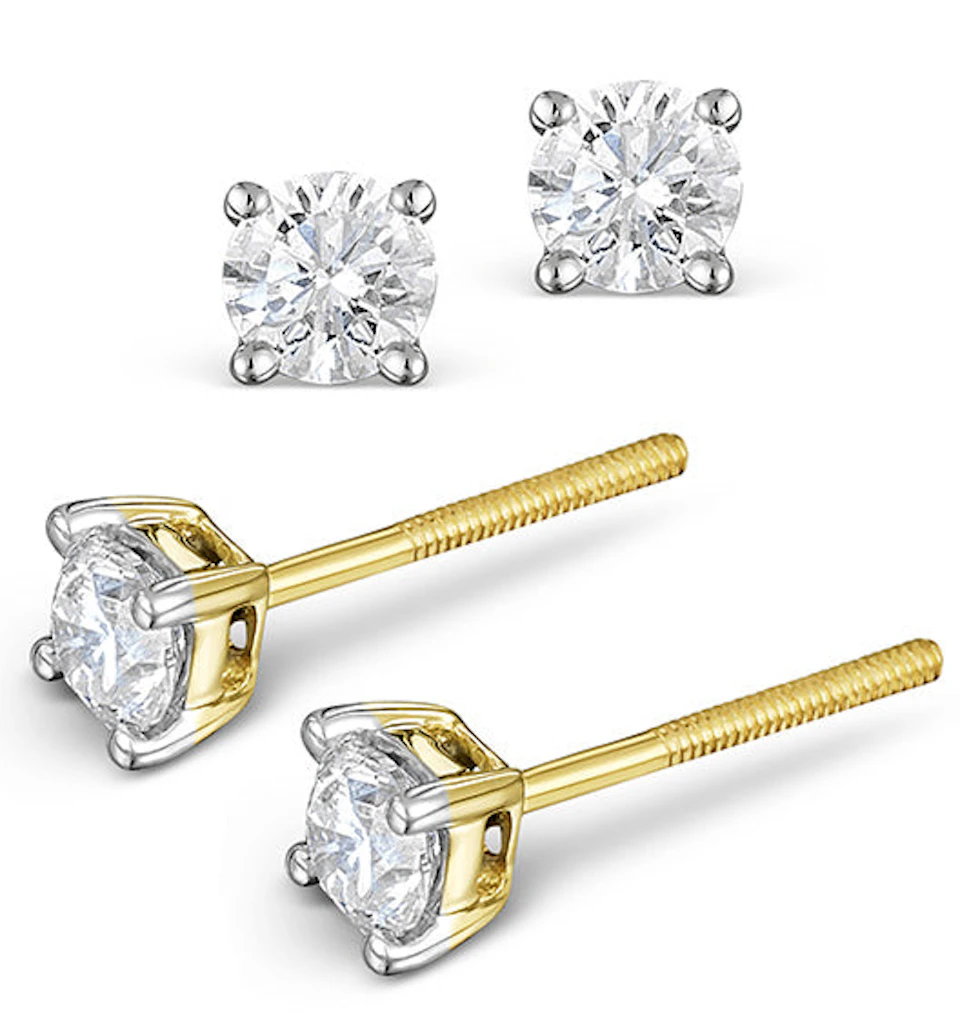 Diamond Stud Earrings 4.1mm 18K Gold - 0.50CT - G-H/SI