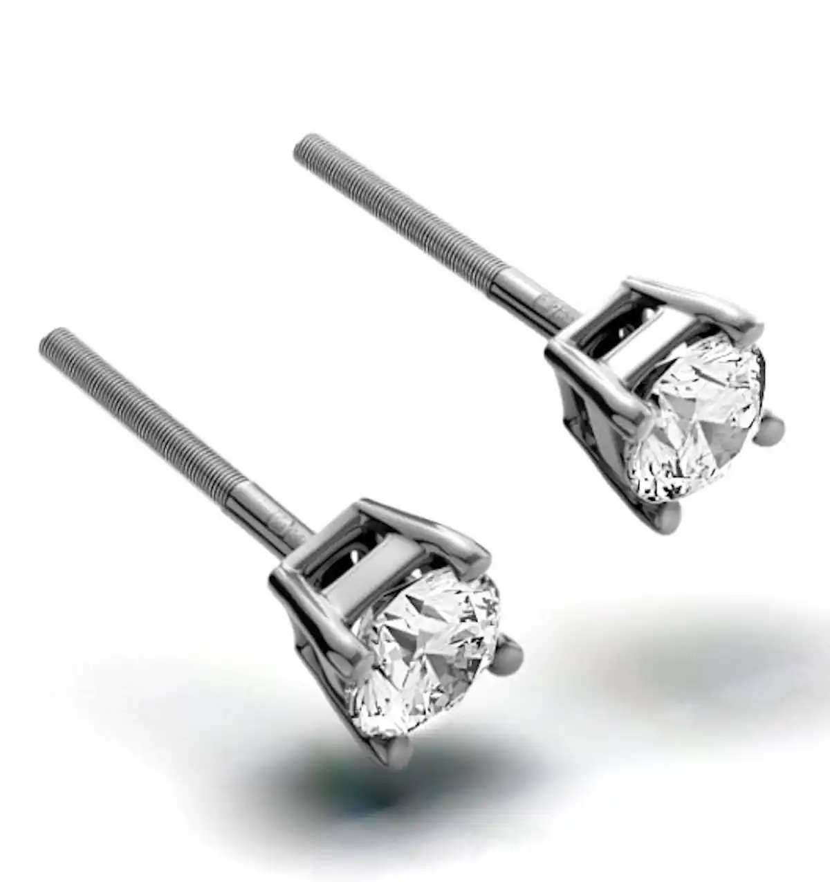 Diamond Earrings 0.66CT Studs H/SI Quality in 18K White Gold - 4.5mm