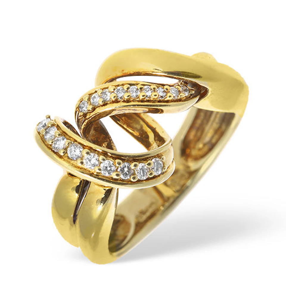 14K Gold Pave Diamond Twist Design Ring - SIZE M
