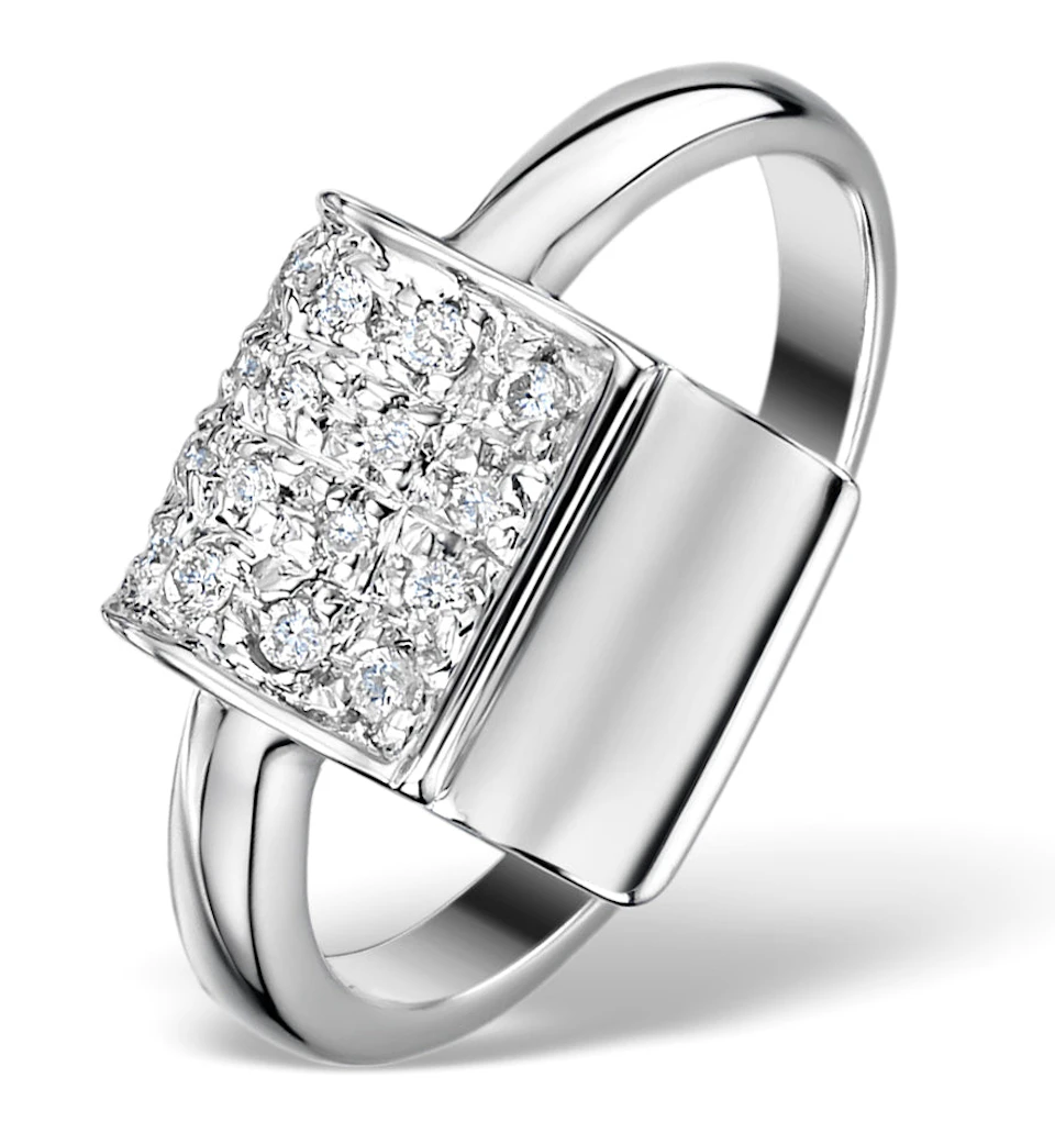 Diamond 0.13ct and 18K White Gold Ring -SIZE M 1/2