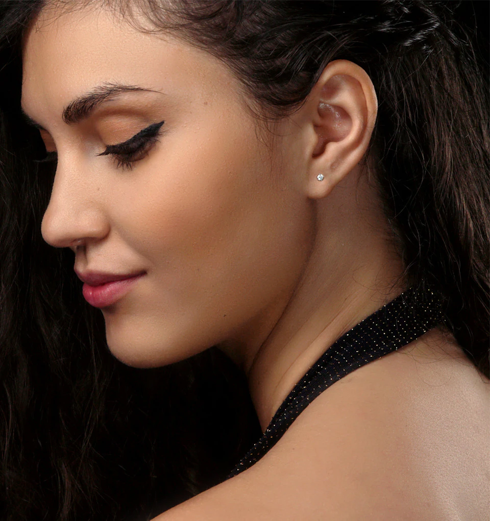Lab Diamond Studs Earrings 0.15ct H/Si Quality in 925 Silver - 2.7mm